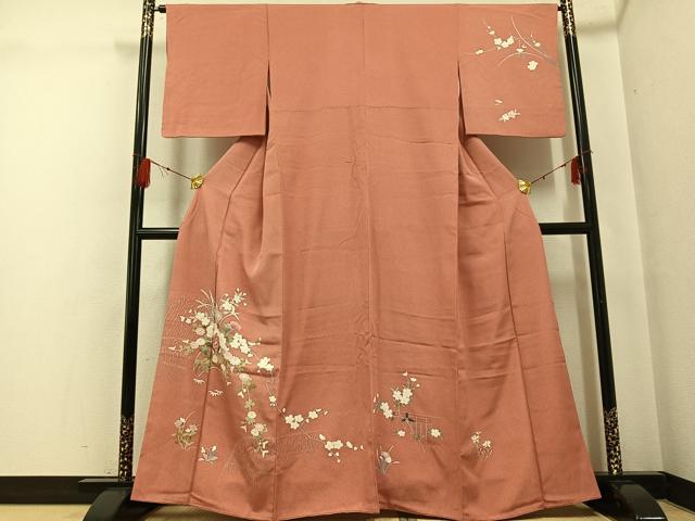 平和屋着物●訪問着 友禅 枝花文 正絹 逸品 AABG0423ph