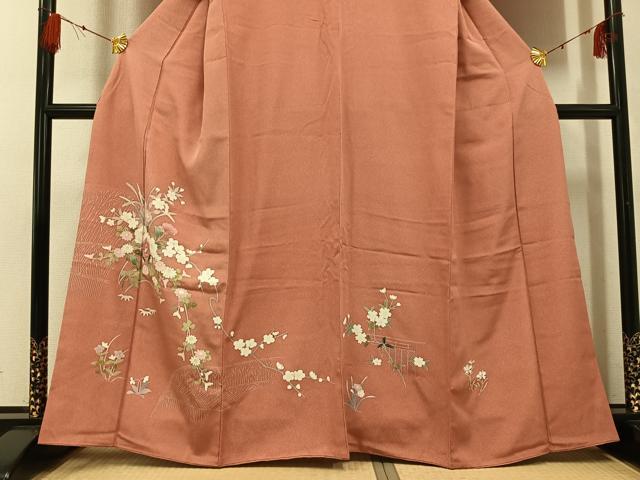 平和屋着物●訪問着 友禅 枝花文 正絹 逸品 AABG0423ph