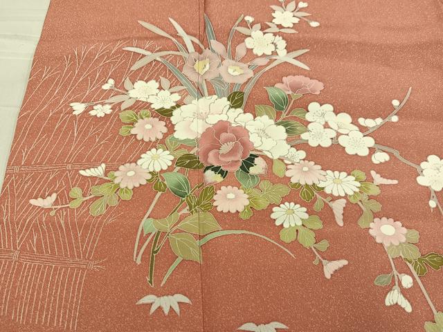 平和屋着物●訪問着 友禅 枝花文 正絹 逸品 AABG0423ph