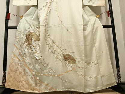 平和屋着物●訪問着　作家物　御所車地紙花文　暈し染め　金彩　正絹　逸品　AABG0426ph