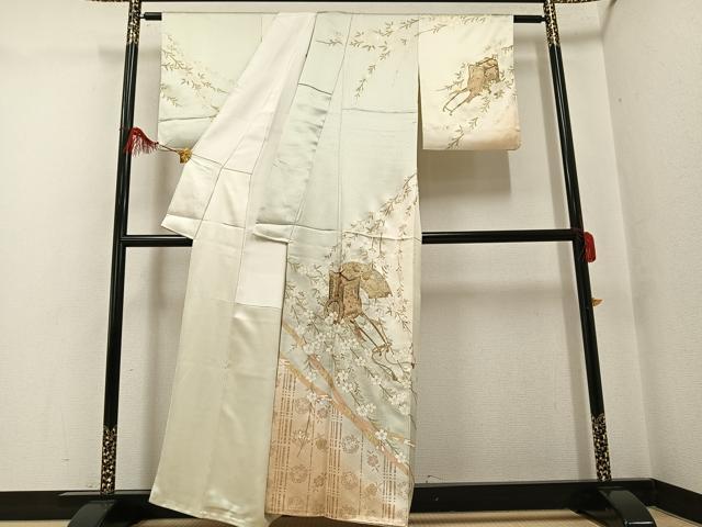 平和屋着物●訪問着　作家物　御所車地紙花文　暈し染め　金彩　正絹　逸品　AABG0426ph