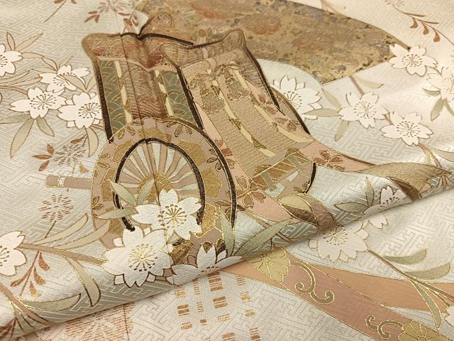 平和屋着物●訪問着　作家物　御所車地紙花文　暈し染め　金彩　正絹　逸品　AABG0426ph