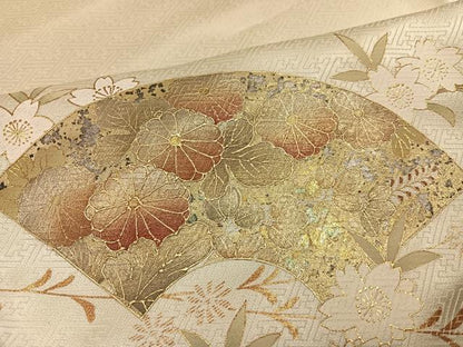 平和屋着物●訪問着　作家物　御所車地紙花文　暈し染め　金彩　正絹　逸品　AABG0426ph