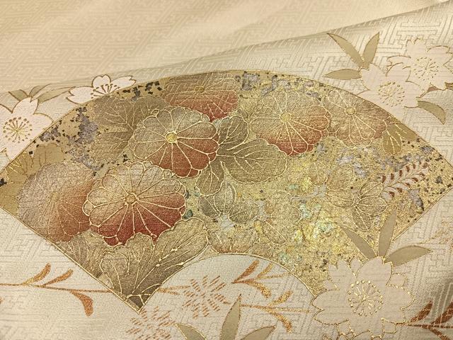 平和屋着物●訪問着　作家物　御所車地紙花文　暈し染め　金彩　正絹　逸品　AABG0426ph