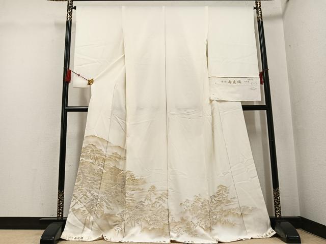 平和屋着物●豪華色留袖　寿光織　金閣庭図　金銀糸　仮絵羽　正絹　逸品　未使用　AABG0427ph