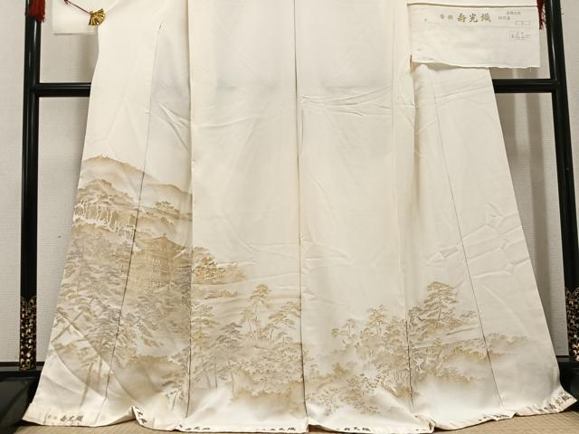 平和屋着物●豪華色留袖　寿光織　金閣庭図　金銀糸　仮絵羽　正絹　逸品　未使用　AABG0427ph