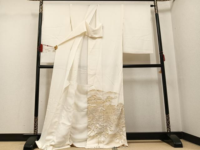 平和屋着物●豪華色留袖　寿光織　金閣庭図　金銀糸　仮絵羽　正絹　逸品　未使用　AABG0427ph