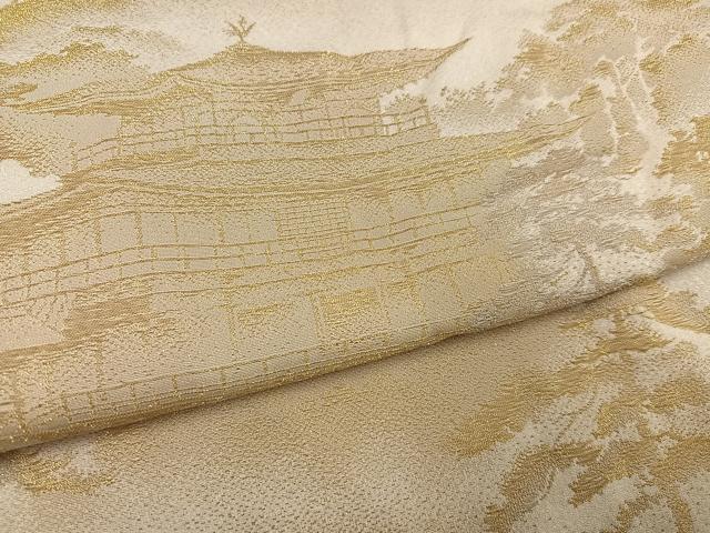 平和屋着物●豪華色留袖　寿光織　金閣庭図　金銀糸　仮絵羽　正絹　逸品　未使用　AABG0427ph