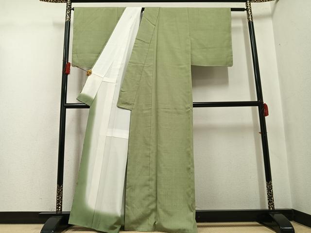 平和屋着物●本場結城紬 重要無形文化財 色無地 柳茶色 正絹 逸品 AABG0429ph