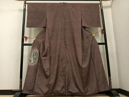 平和屋着物●訪問着 紬地 手描き 木版染 ペイズリー柄 暈し染め 正絹 逸品 AABG0431ph