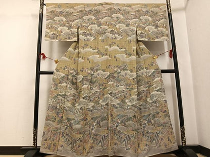 平和屋着物●訪問着 総刺繍 人物風景文 金彩 正絹 逸品 AABG0432ph