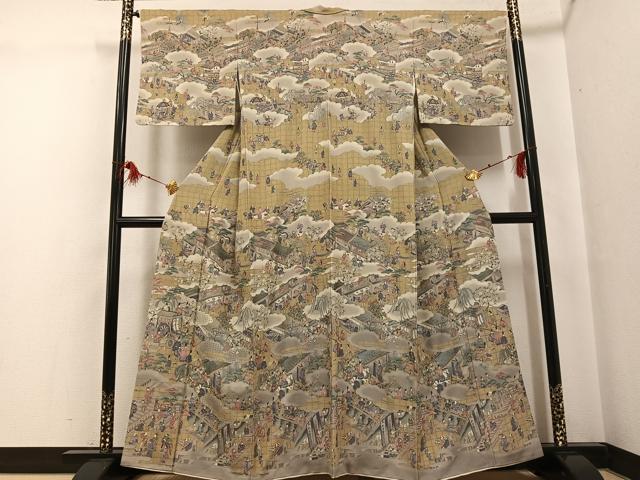 平和屋着物●訪問着 総刺繍 人物風景文 金彩 正絹 逸品 AABG0432ph