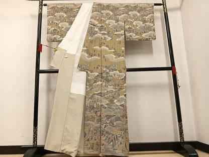 平和屋着物●訪問着 総刺繍 人物風景文 金彩 正絹 逸品 AABG0432ph