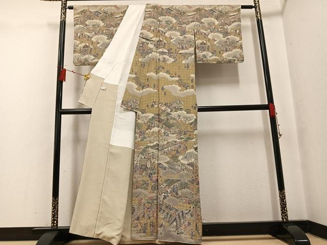 平和屋着物●訪問着 総刺繍 人物風景文 金彩 正絹 逸品 AABG0432ph