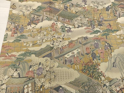 平和屋着物●訪問着 総刺繍 人物風景文 金彩 正絹 逸品 AABG0432ph