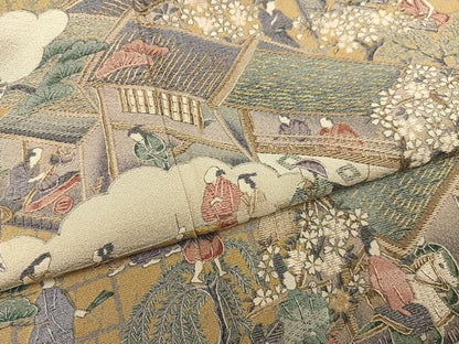 平和屋着物●訪問着 総刺繍 人物風景文 金彩 正絹 逸品 AABG0432ph