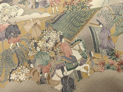 平和屋着物●訪問着 総刺繍 人物風景文 金彩 正絹 逸品 AABG0432ph