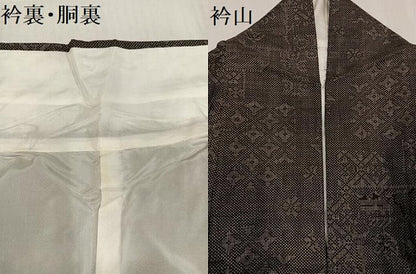 平和屋着物●本場大島紬　一元7マルキ　幾何学文様　正絹　逸品　AABG0433ph