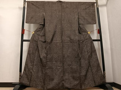 平和屋着物●本場大島紬　一元7マルキ　幾何学文様　正絹　逸品　AABG0433ph