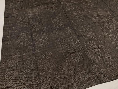 平和屋着物●本場大島紬　一元7マルキ　幾何学文様　正絹　逸品　AABG0433ph