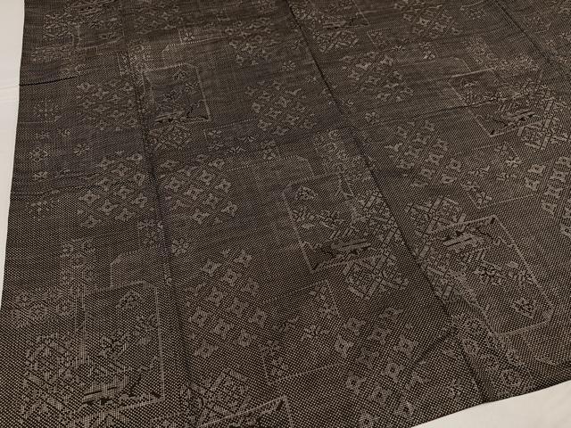 平和屋着物●本場大島紬　一元7マルキ　幾何学文様　正絹　逸品　AABG0433ph