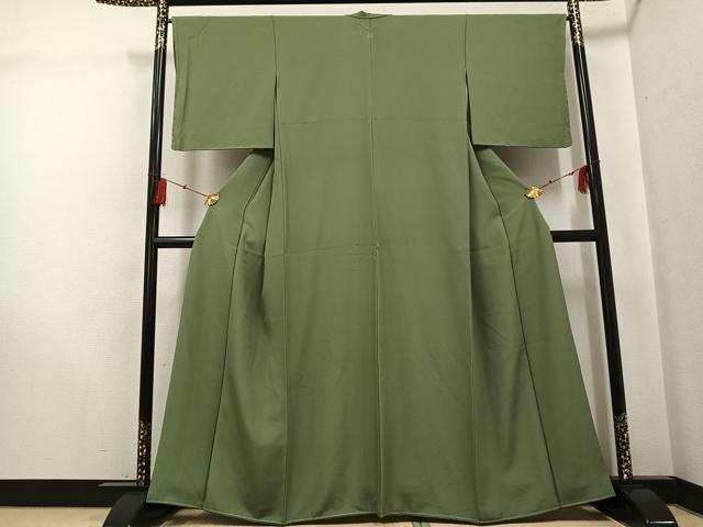 平和屋着物●上質な色無地　国防色　正絹　逸品　未使用　AABG0434ph