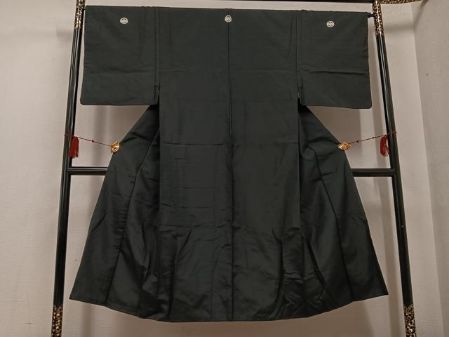 平和屋着物●男性 黒紋付 正絹 逸品 AABG0435ph