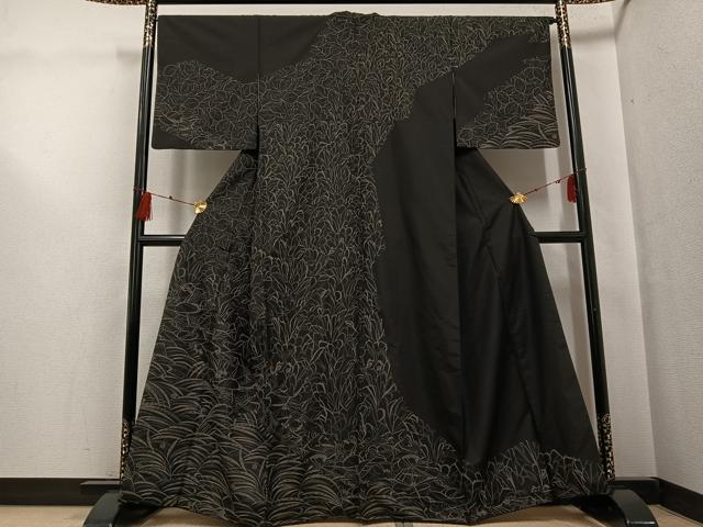 平和屋着物●本場大島紬　染大島　訪問着　草木文　正絹　逸品　AABG0439ph