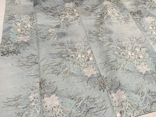 平和屋着物●本場大島紬　白大島　草花文　正絹　逸品　未使用　AABG0440ph