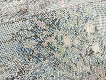 平和屋着物●本場大島紬　白大島　草花文　正絹　逸品　未使用　AABG0440ph