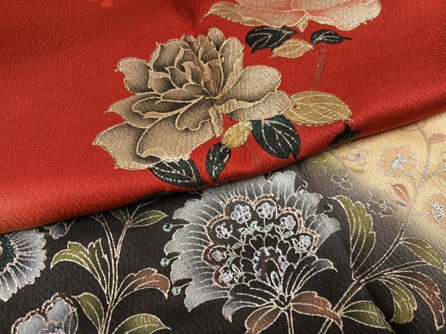平和屋着物●豪華振袖　更紗枝花文　暈し染め　金銀彩　正絹　逸品　AABG0441ph