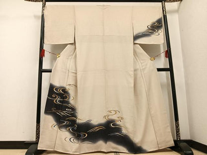 平和屋着物●訪問着　流水文　金彩　正絹　逸品　未使用　AABG0442ph