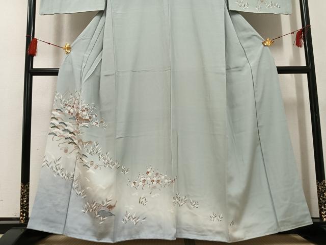 平和屋着物●訪問着 友禅 松竹梅風景文 暈し染め 正絹 逸品 AABG0444ph