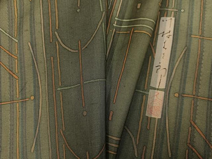 平和屋着物●二代目 川村久太郎 小紋 紬地 幾何学文様 正絹 逸品 AABG0446ph