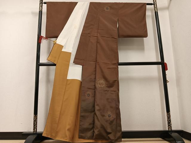 平和屋着物●本場大島紬 染大島 訪問着 中国三大刺繍 汕頭刺繍 スワトウ刺繍 鳳凰花文 暈し染め 正絹 逸品 AABG0449ph