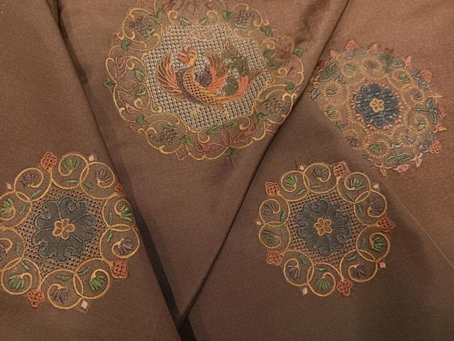 平和屋着物●本場大島紬 染大島 訪問着 中国三大刺繍 汕頭刺繍 スワトウ刺繍 鳳凰花文 暈し染め 正絹 逸品 AABG0449ph