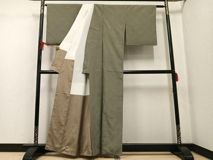 平和屋着物●本塩沢　110亀甲　麻の葉文様　正絹　逸品　AABG0454ph