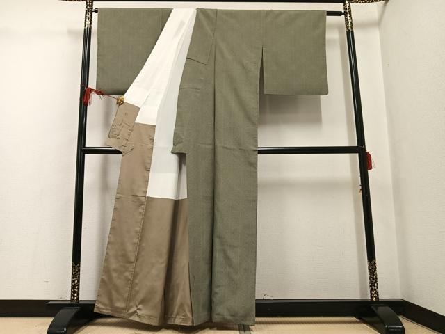 平和屋着物●本塩沢　110亀甲　麻の葉文様　正絹　逸品　AABG0454ph