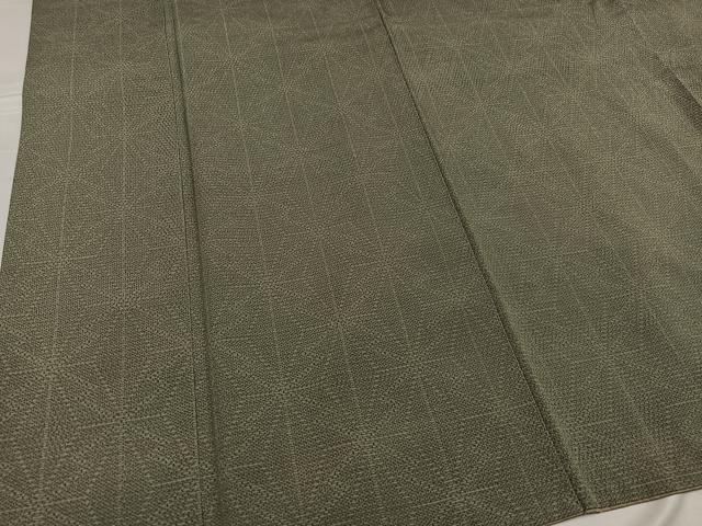 平和屋着物●本塩沢　110亀甲　麻の葉文様　正絹　逸品　AABG0454ph
