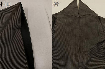 平和屋着物●上質な紬　縞　ロング丈　正絹　逸品　AABG0455ph