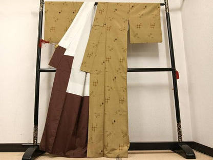 平和屋着物●上質な紬　琉球絣文様　正絹　逸品　AABG0456ph