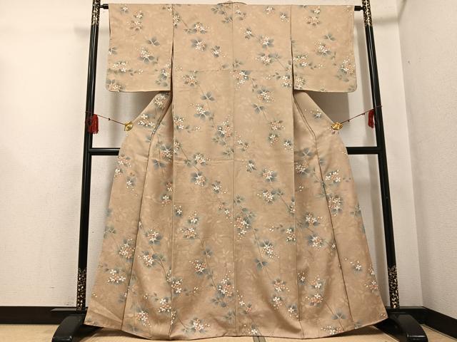 平和屋着物●上質な小紋　草花文　正絹　逸品　未使用　AABG0457ph