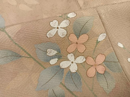 平和屋着物●上質な小紋　草花文　正絹　逸品　未使用　AABG0457ph