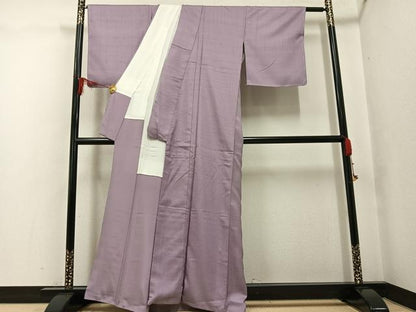 平和屋着物●上質な紬　色無地　薄柿色　正絹　逸品　未使用　AABG0459ph