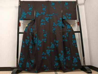 平和屋着物●上質な小紋 枝花文 正絹 逸品 AABG0461ph