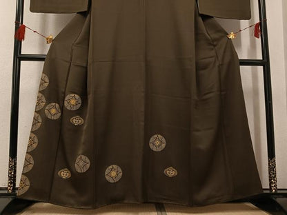 平和屋着物●訪問着　駒刺繍　黄金繭　花鳥文　金彩　正絹　逸品　AABG0462ph
