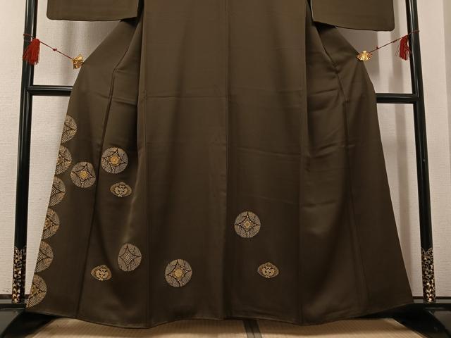 平和屋着物●訪問着　駒刺繍　黄金繭　花鳥文　金彩　正絹　逸品　AABG0462ph