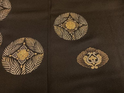 平和屋着物●訪問着　駒刺繍　黄金繭　花鳥文　金彩　正絹　逸品　AABG0462ph