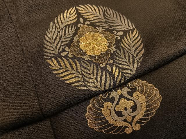 平和屋着物●訪問着　駒刺繍　黄金繭　花鳥文　金彩　正絹　逸品　AABG0462ph