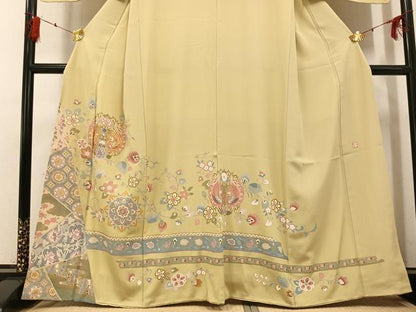 平和屋着物●豪華色留袖　作家物　駒刺繍　花鳥文　金彩　正絹　逸品　AABG0465ph